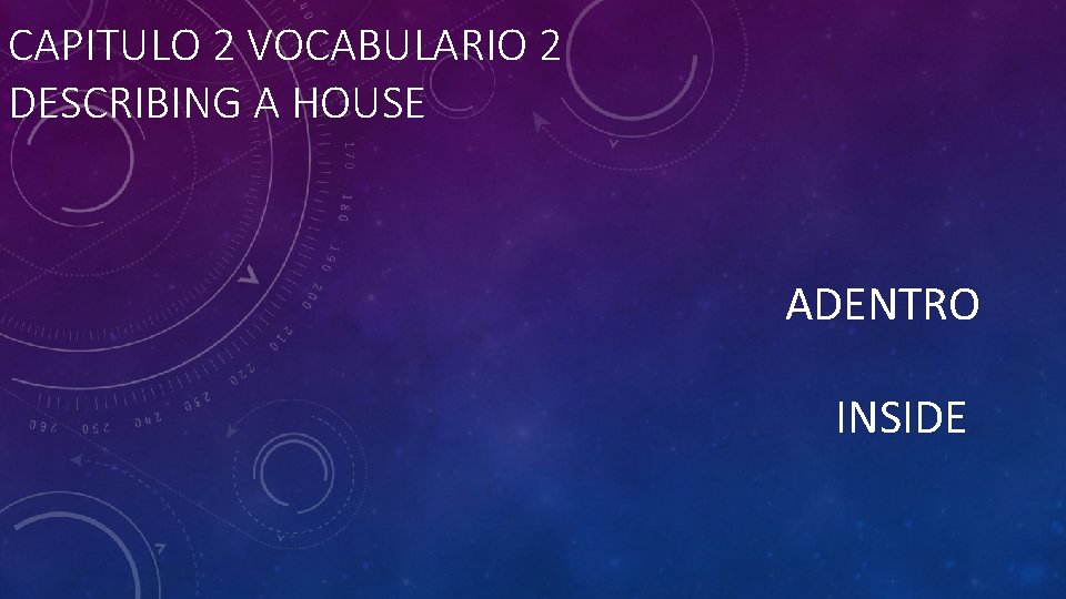 CAPITULO 2 VOCABULARIO 2 DESCRIBING A HOUSE ADENTRO INSIDE 