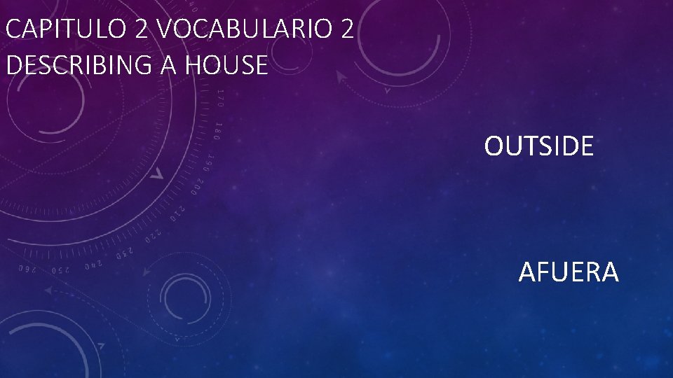 CAPITULO 2 VOCABULARIO 2 DESCRIBING A HOUSE OUTSIDE AFUERA 