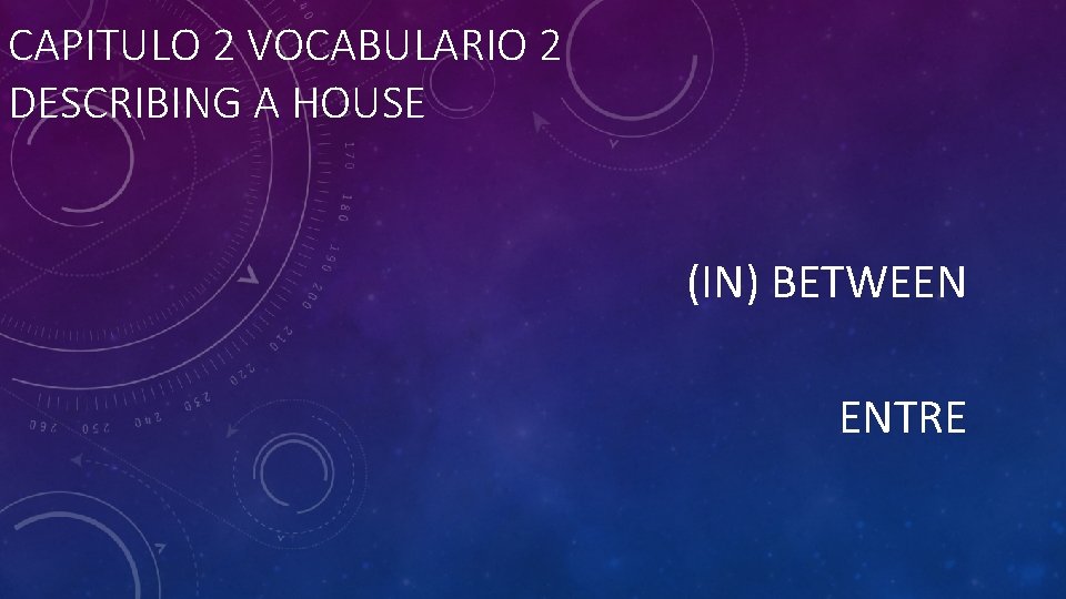 CAPITULO 2 VOCABULARIO 2 DESCRIBING A HOUSE (IN) BETWEEN ENTRE 