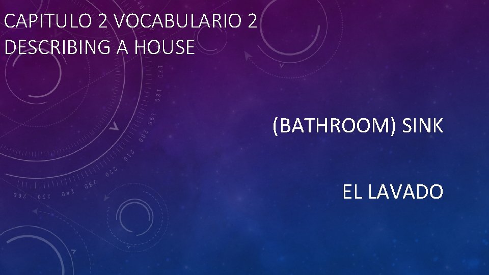 CAPITULO 2 VOCABULARIO 2 DESCRIBING A HOUSE (BATHROOM) SINK EL LAVADO 