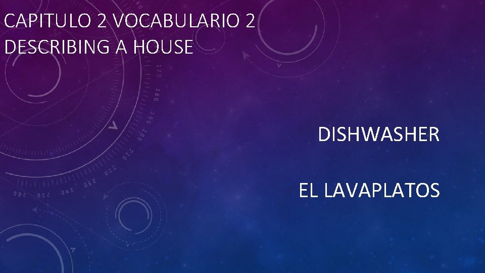 CAPITULO 2 VOCABULARIO 2 DESCRIBING A HOUSE DISHWASHER EL LAVAPLATOS 