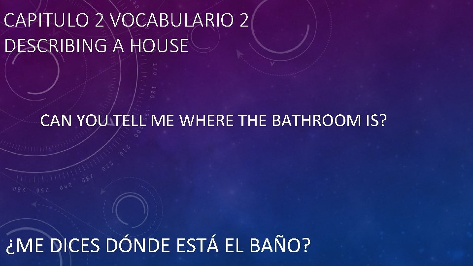 CAPITULO 2 VOCABULARIO 2 DESCRIBING A HOUSE CAN YOU TELL ME WHERE THE BATHROOM
