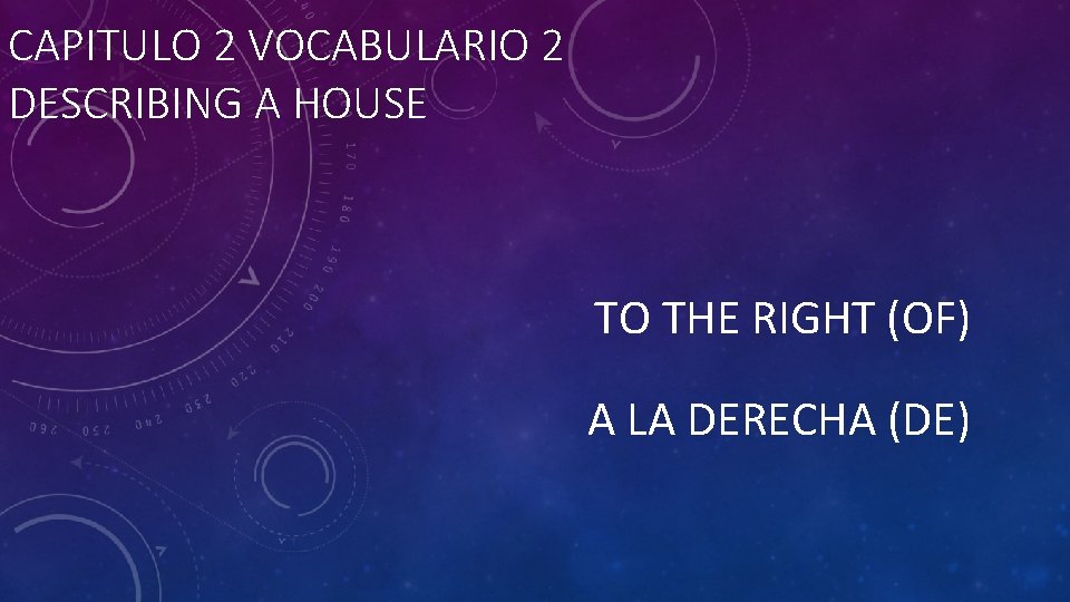 CAPITULO 2 VOCABULARIO 2 DESCRIBING A HOUSE TO THE RIGHT (OF) A LA DERECHA