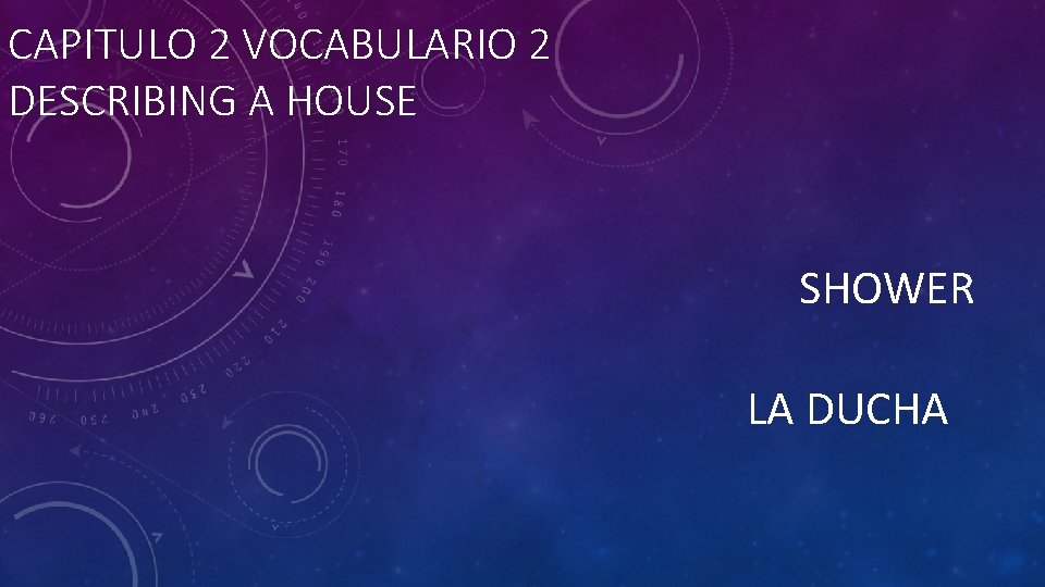 CAPITULO 2 VOCABULARIO 2 DESCRIBING A HOUSE SHOWER LA DUCHA 