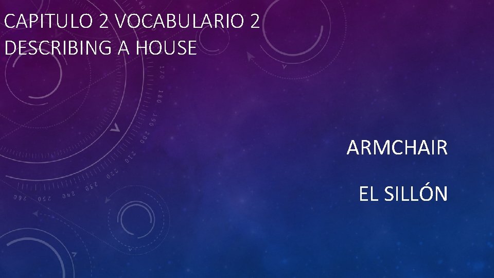 CAPITULO 2 VOCABULARIO 2 DESCRIBING A HOUSE ARMCHAIR EL SILLÓN 