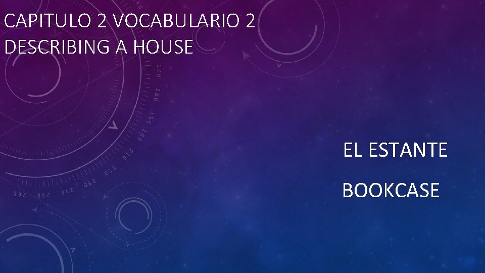 CAPITULO 2 VOCABULARIO 2 DESCRIBING A HOUSE EL ESTANTE BOOKCASE 