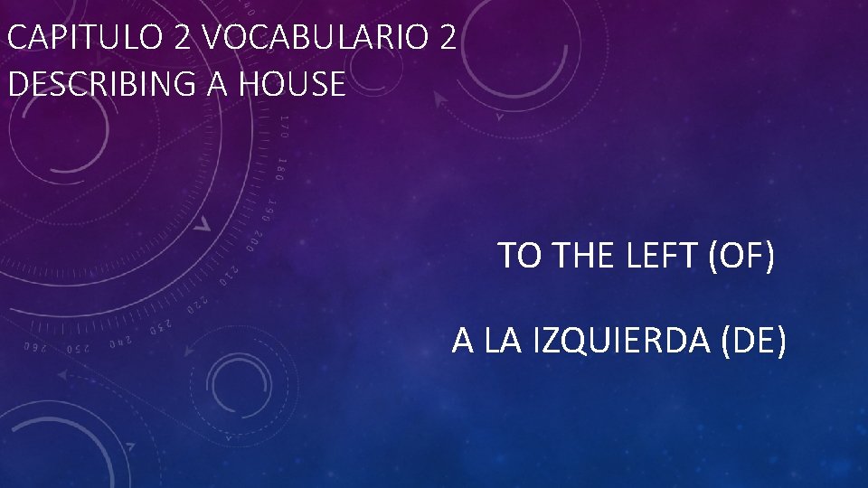 CAPITULO 2 VOCABULARIO 2 DESCRIBING A HOUSE TO THE LEFT (OF) A LA IZQUIERDA