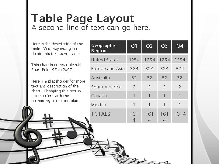 Table Page Layout A second line of text can go here. Here is the