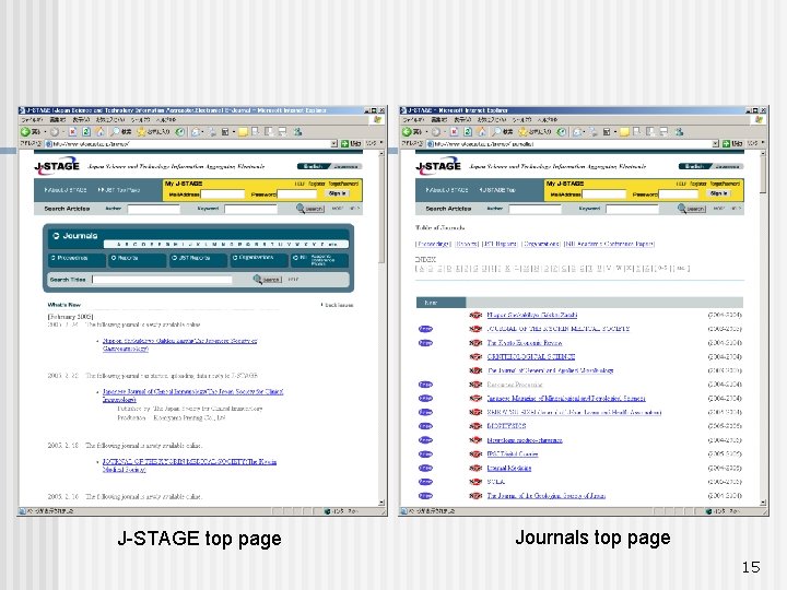 J-STAGE top page Journals top page 15 