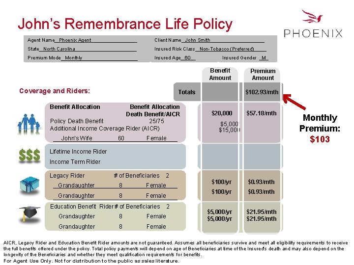 John’s Remembrance Life Policy Agent Name Phoenix Agent Client Name John Smith State North