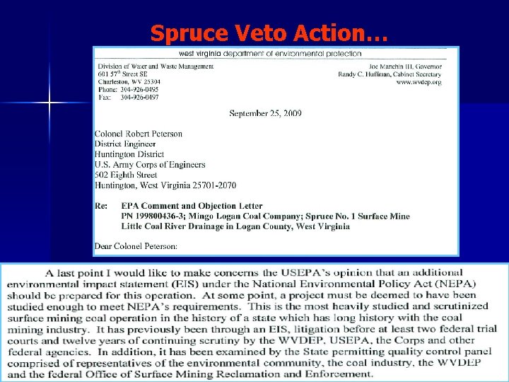 Spruce Veto Action… 