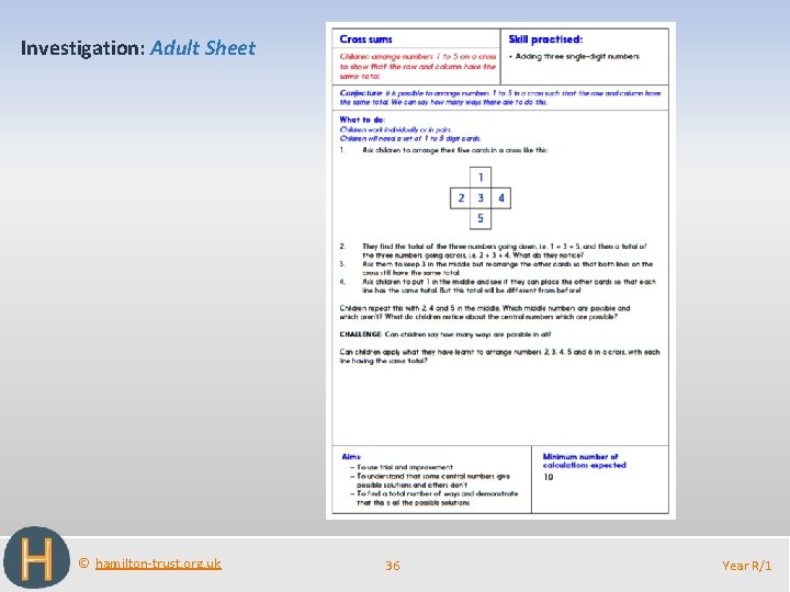 Investigation: Adult Sheet © hamilton-trust. org. uk 36 Year R/1 