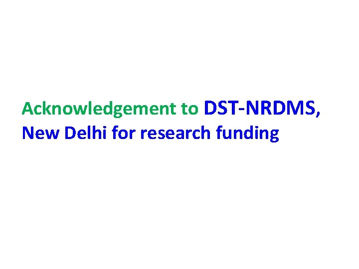 Acknowledgement to DST-NRDMS, New Delhi for research funding 