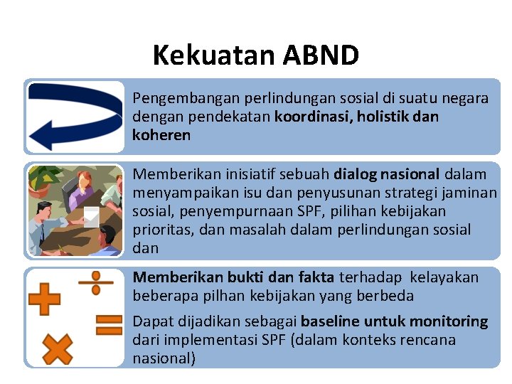 Kekuatan ABND Pengembangan perlindungan sosial di suatu negara dengan pendekatan koordinasi, holistik dan koheren