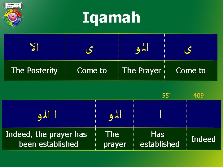 Iqamah ﺍﻻ The Posterity ﻯ ﺍﻟ ﻭ Come to ﻯ The Prayer Come to