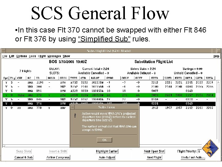 SCS General Flow • In this case Flt 370 cannot be swapped with either