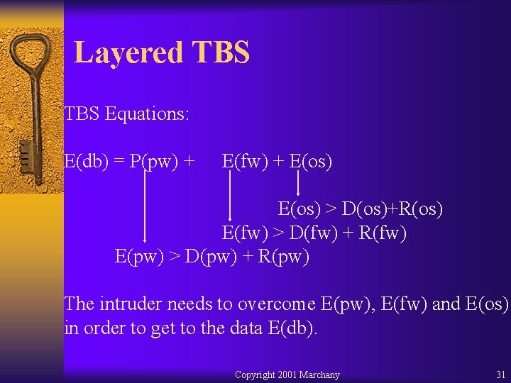 Layered TBS Equations: E(db) = P(pw) + E(fw) + E(os) > D(os)+R(os) E(fw) >