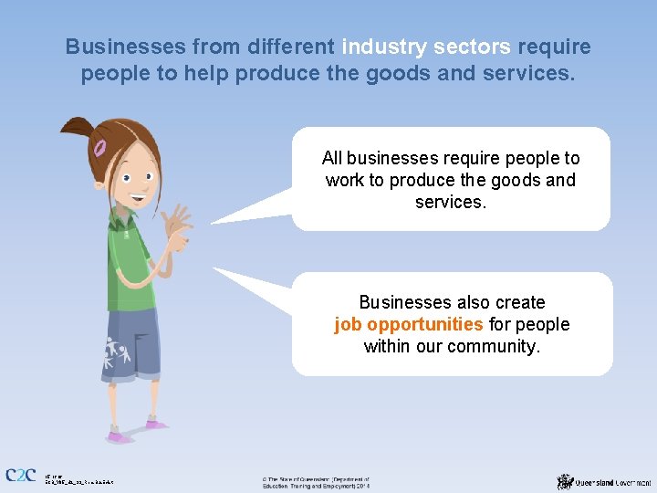 Businesses from different industry sectors require people to help produce the goods and services.