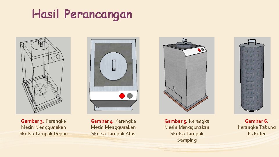 Hasil Perancangan Gambar 3. Kerangka Mesin Menggunakan Sketsa Tampak Depan Gambar 4. Kerangka Mesin