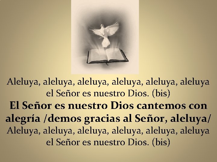 Aleluya, aleluya, aleluya el Señor es nuestro Dios. (bis) El Señor es nuestro Dios