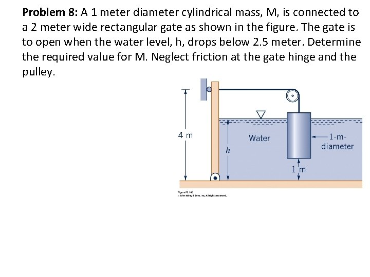Problem 8: A 1 meter diameter cylindrical mass, M, is connected to a 2