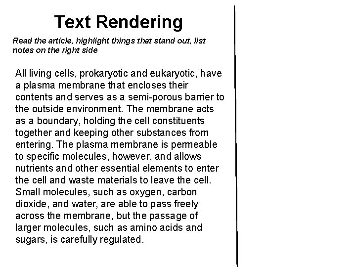 Text Rendering Read the article, highlight things that stand out, list notes on the