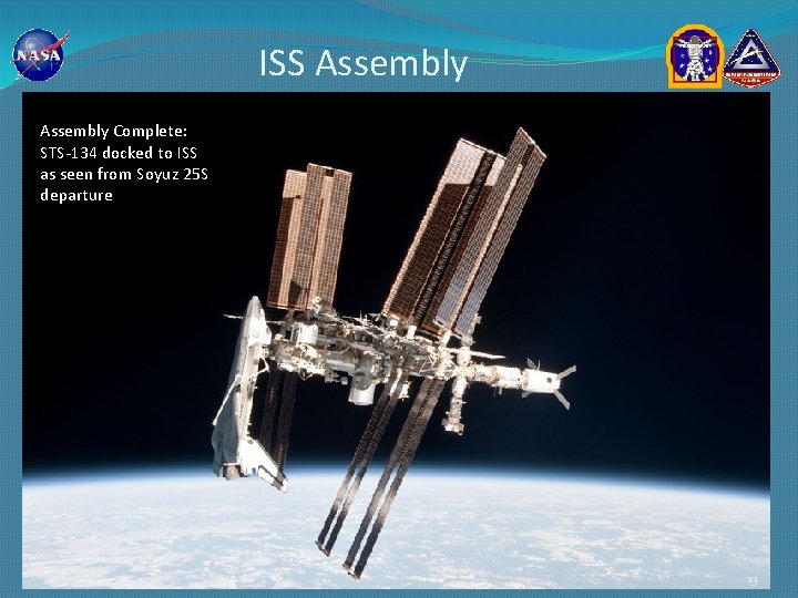 ISS Assembly Complete: STS-134 docked to ISS as seen from Soyuz 25 S departure