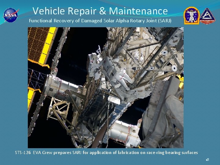 Vehicle Repair & Maintenance Functional Recovery of Damaged Solar Alpha Rotary Joint (SARJ) STS-126