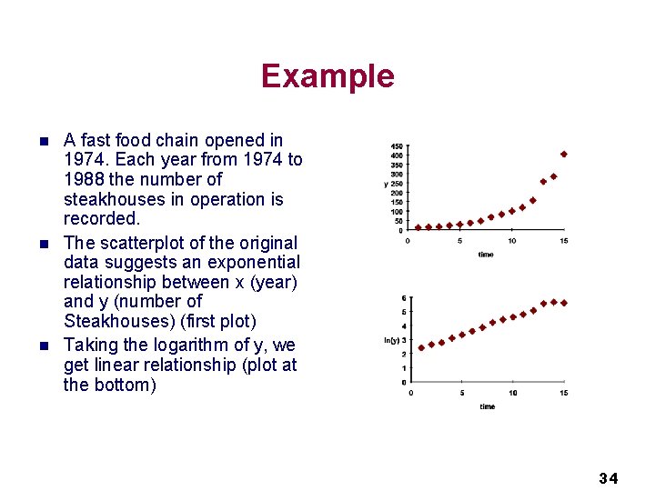 Example n n n A fast food chain opened in 1974. Each year from