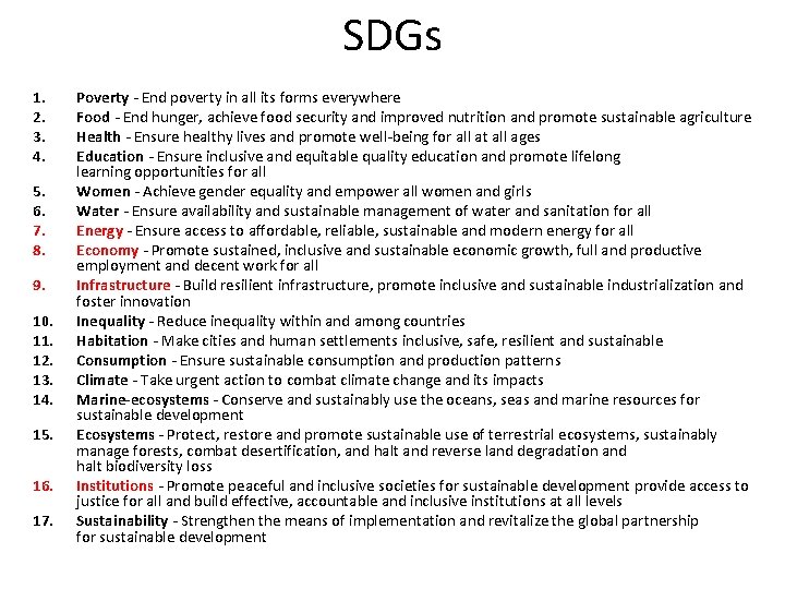 SDGs 1. 2. 3. 4. 5. 6. 7. 8. 9. 10. 11. 12. 13.