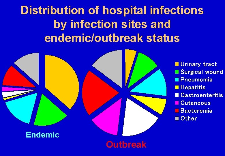 Distribution of hospital infections by infection sites and endemic/outbreak status Endemic Outbreak 