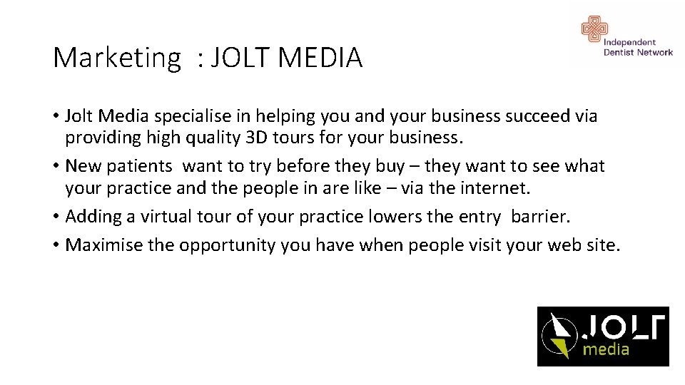 Marketing : JOLT MEDIA • Jolt Media specialise in helping you and your business