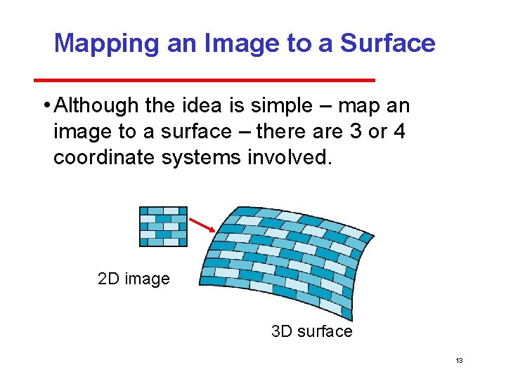 Mapping an Image to a Surface • Although the idea is simple – map Mapping an Image to a Surface • Although the idea is simple – map