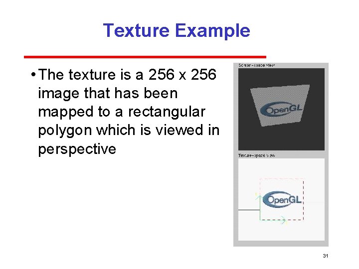 Texture Example • The texture is a 256 x 256 image that has been Texture Example • The texture is a 256 x 256 image that has been