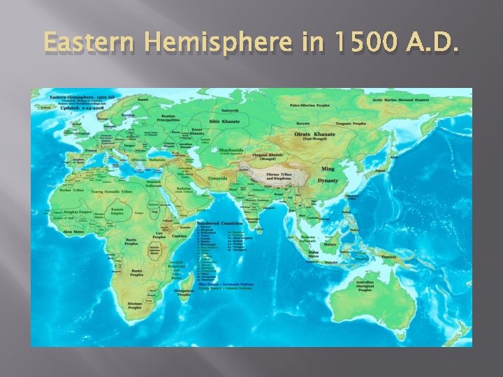 Eastern Hemisphere in 1500 A. D. 