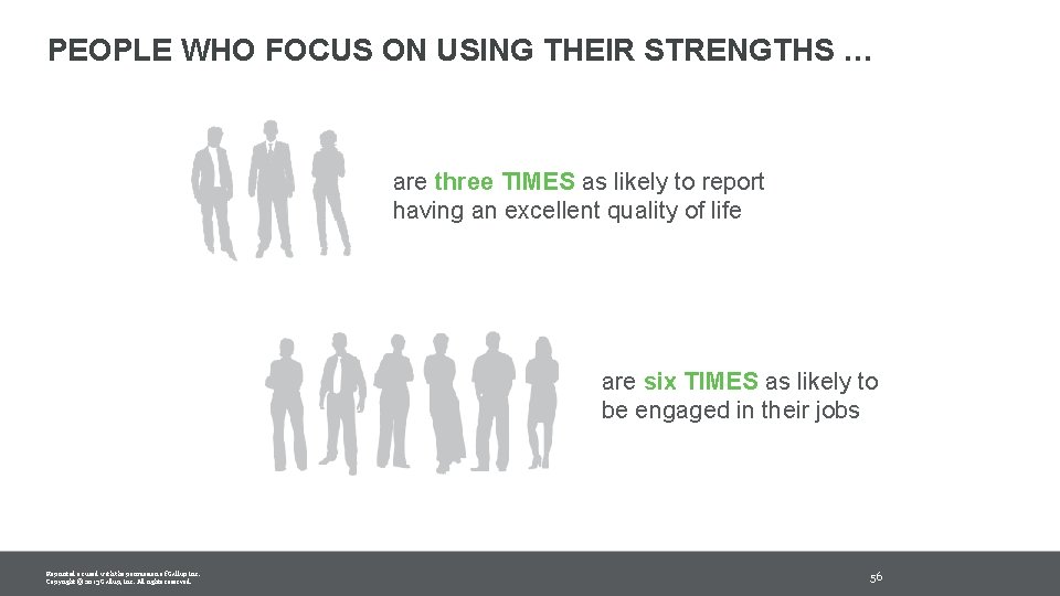 PEOPLE WHO FOCUS ON USING THEIR STRENGTHS … are three TIMES as likely to PEOPLE WHO FOCUS ON USING THEIR STRENGTHS … are three TIMES as likely to