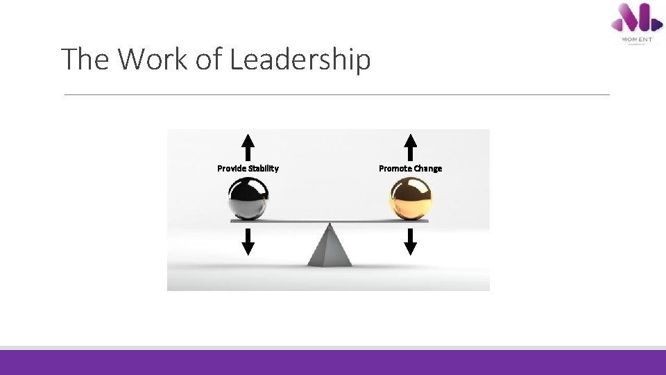 The Work of Leadership Provide Stability Promote Change The Work of Leadership Provide Stability Promote Change