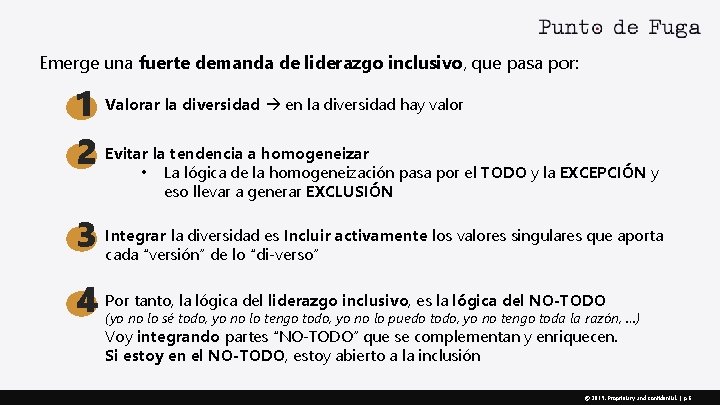 Emerge una fuerte demanda de liderazgo inclusivo, que pasa por: 1 Valorar la diversidad