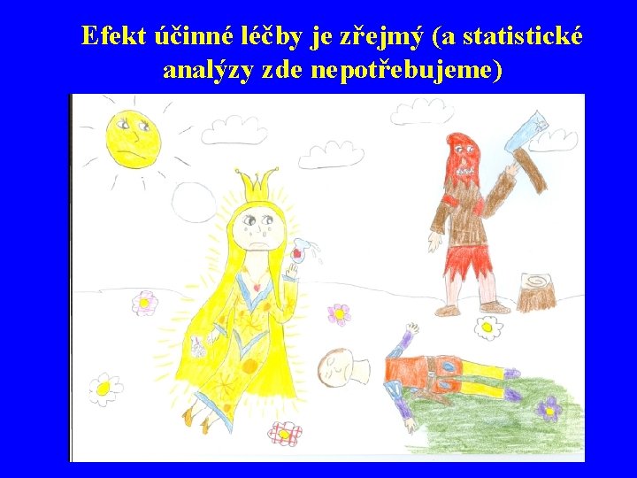 Efekt účinné léčby je zřejmý (a statistické analýzy zde nepotřebujeme) 