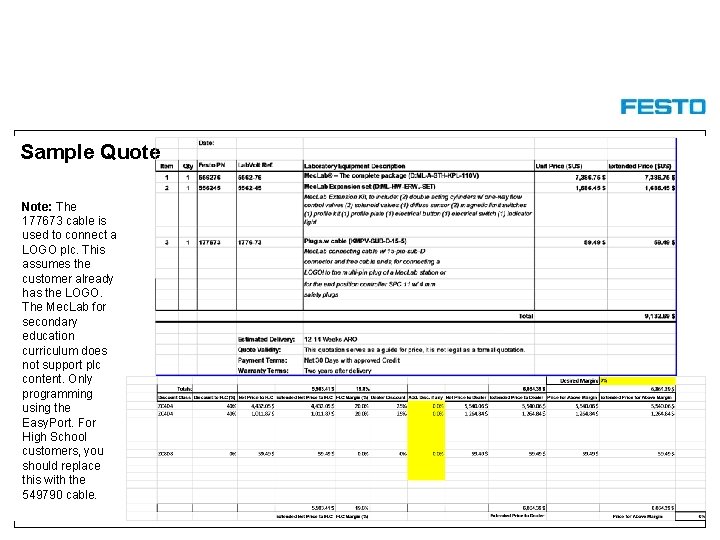 Sample Quote Note: The 177673 cable is used to connect a LOGO plc. This