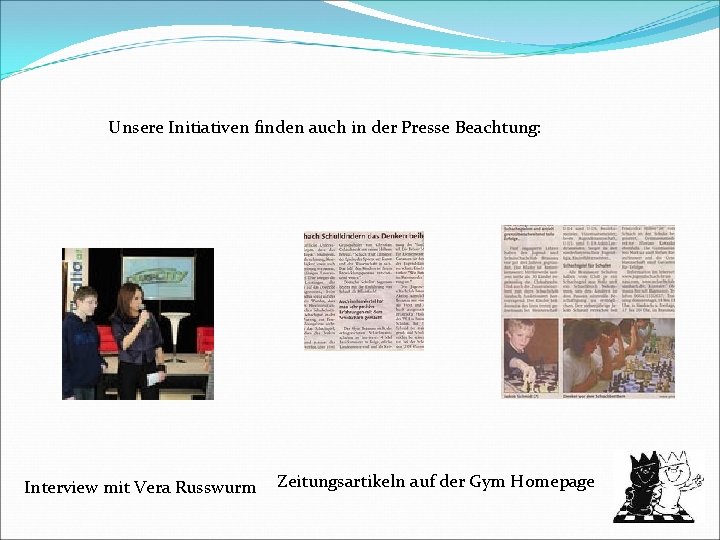 Unsere Initiativen finden auch in der Presse Beachtung: Interview mit Vera Russwurm Zeitungsartikeln auf