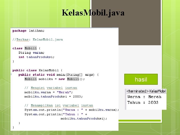 Kelas. Mobil. java hasil 