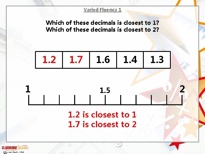 Varied Fluency 1 Which of these decimals is closest to 1? Which of these