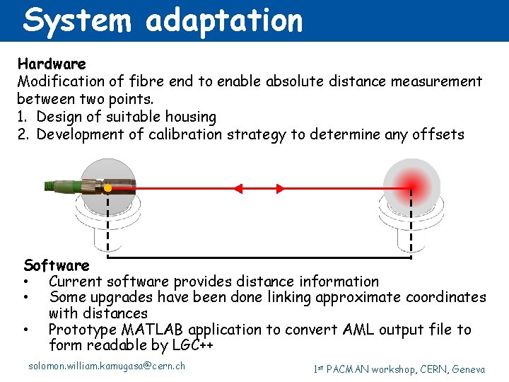 System adaptation Hardware Modification of fibre end to enable absolute distance measurement between two