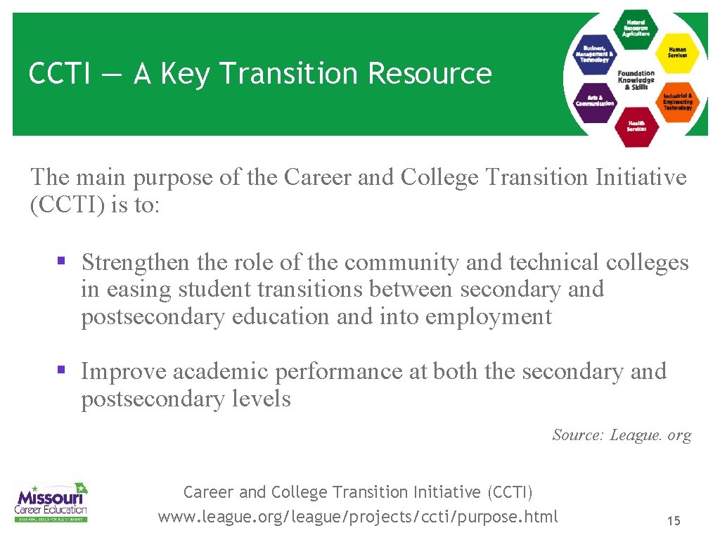 CCTI — A Key Transition Resource The main purpose of the Career and College