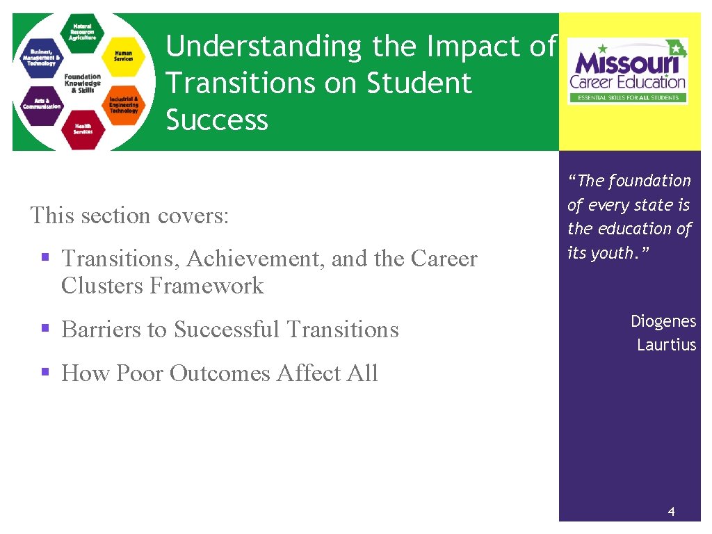 Understanding the Impact of Transitions on Student Success This section covers: § Transitions, Achievement,