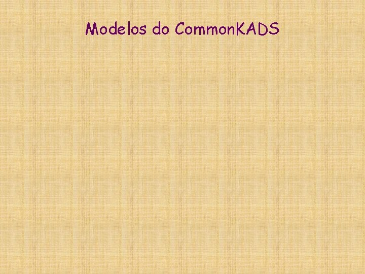 Modelos do Common. KADS 