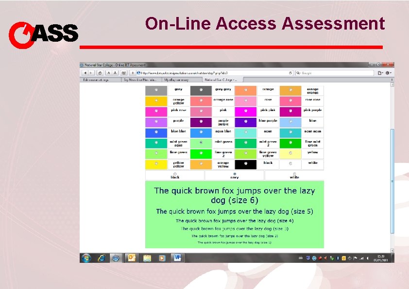 ASS On-Line Access Assessment 