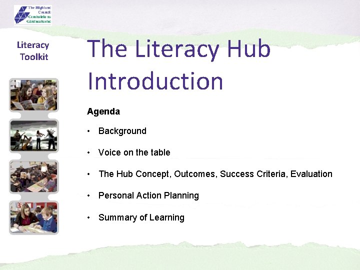 Literacy Toolkit The Literacy Hub Introduction Agenda • Background • Voice on the table