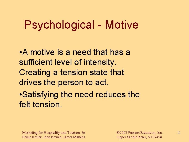 Psychological - Motive • A motive is a need that has a sufficient level